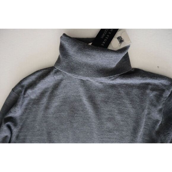 Mens Store Bloomingdales 3342M Sz M Med. Gray Merino Wool Turtleneck Sweater - Picture 3 of 11